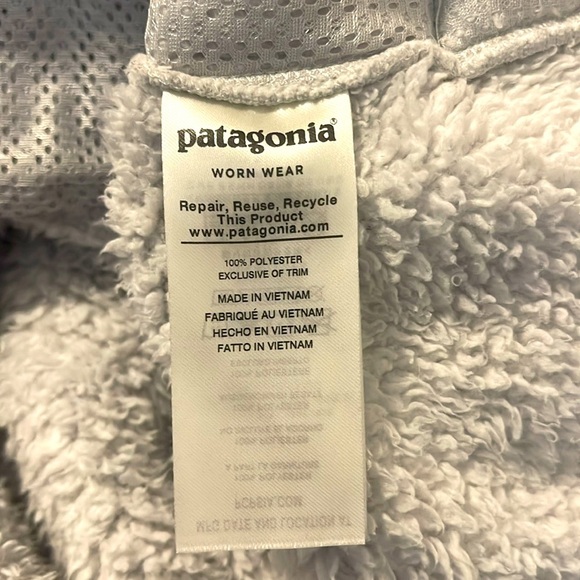 PATAGONIA GRAY Fleece Pullover 3/4 Zip Furry SIZE XL (14) - Picture 5 of 6